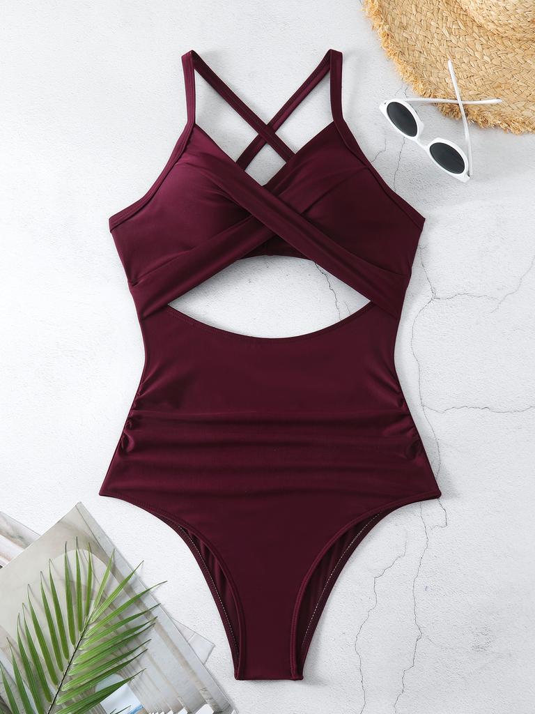 Women’s Sexy Monokini Bathing Suit One-Piece Cut-Out Bikini Swimsuit, Backless Tight-Fit Swimwear