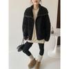 Women's Lamb Wool Thickened Short Jacket - Versatile Korean Fashion, Loose Fit & Slimming, Autumn/Winter Fuzzy Fur One-Piece.