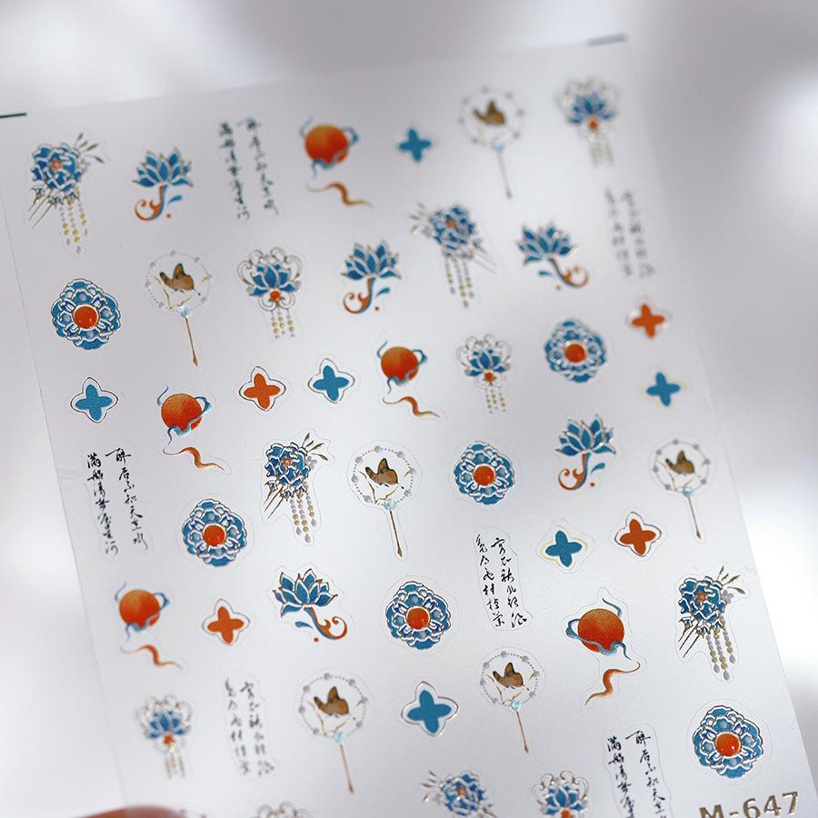 Bohemian Pattern Colorful Love Moon Pearl Crystal Rhinestone 5D Nail Art Sticker Self Adhesive Decoration Manicure Decal
