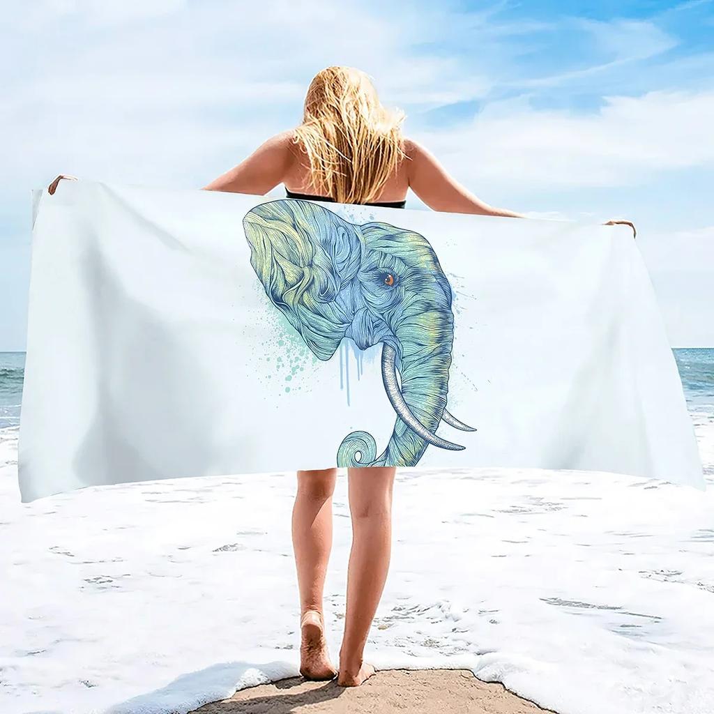 Elephant Beach Towels Quick Dry Microfiber Soft and Absorbent Bath Towel Outdoor Travel Oversized Beach Towel for Adults Kids