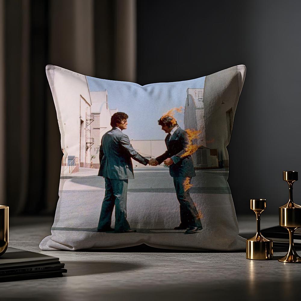 Pink Floyd Cushion Cover Anti-dustmite Pillowcase Invisible Zipper Silky Short Plush Sofa Cushion Cover