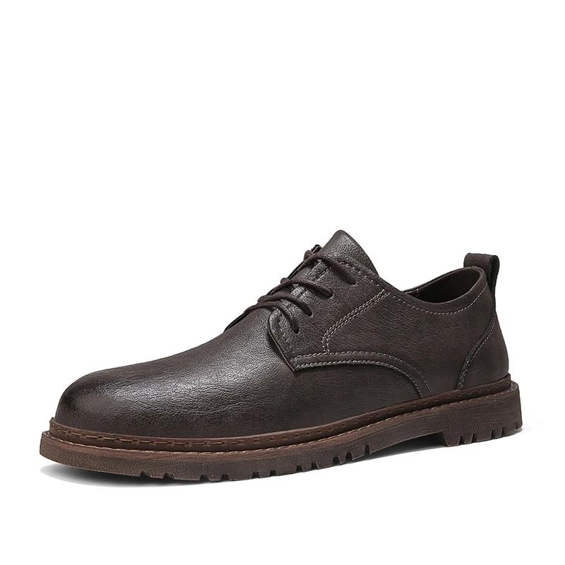 

Золотой росток повседневные деловые мужские формальные на плоской подошве дышащие модные кожаные туфли ретро лоферы офисные формальные туфли 44 хаки