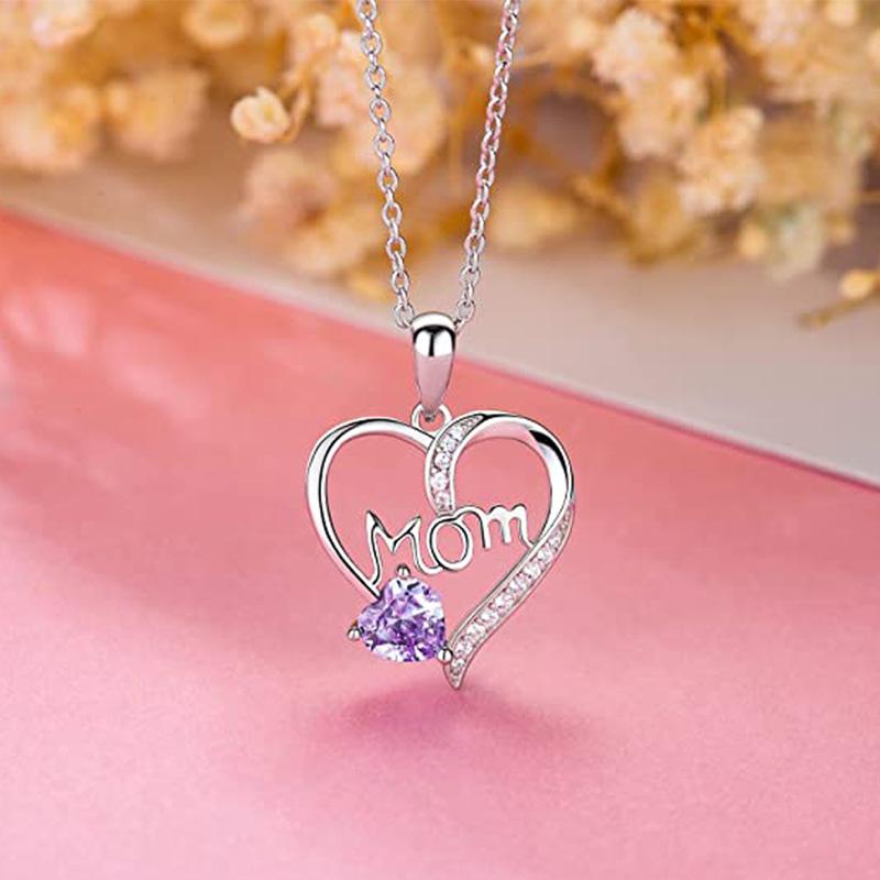 Huitan Delicate Heart Pendant Necklace for Women Exquisite Gift for Mom Shiny Cubic Zirconia Accessories for Anniversary Party
