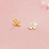 Cherry Blossoms Earrings Ladies Popularity Compatible with Metal Allergies Zirconia Flower Stud Leave It On Gold Celebration Day Birthday Wedding
