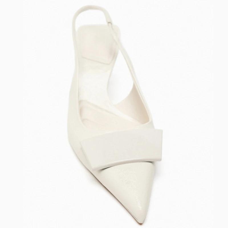 Fashion Fashion Pointed Toe Back Strap Women Sandal High Quality Patent Leather Thin Heel Slide Sandal Summer Elegant Banquet Dress Shoe