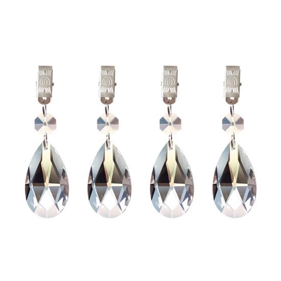 

4 шт., подвески для скатерти, металлический зажим в форме кристалла, стеклянная каплевидная блестящая подвеска-призма, украшение для дома A