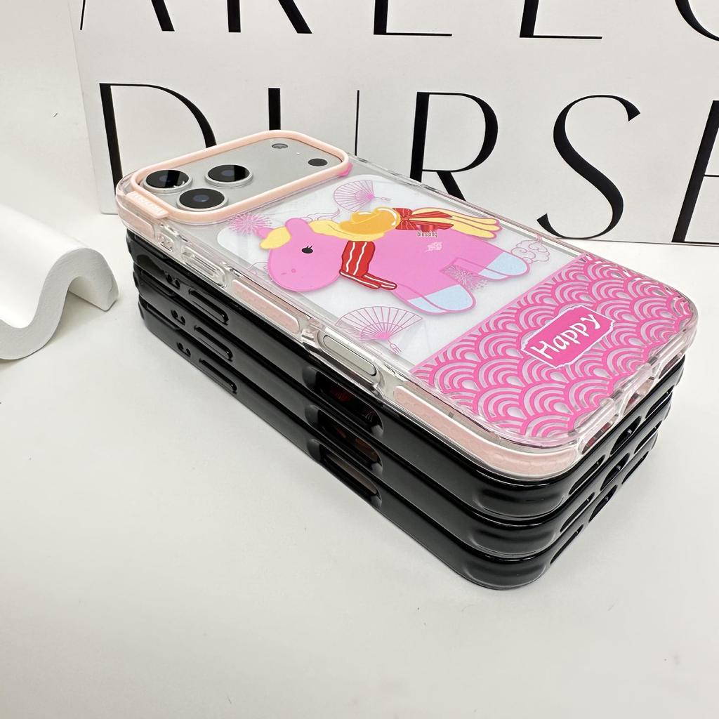 Trendy Energetic Cartoon Horse Case for iPhone 17 Pro Max/16 Pro - Anti-Fall Protection