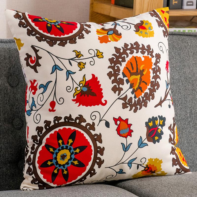 Ethnic Cotton Linen Sunflower Pillowcase - Car Cushion Cover