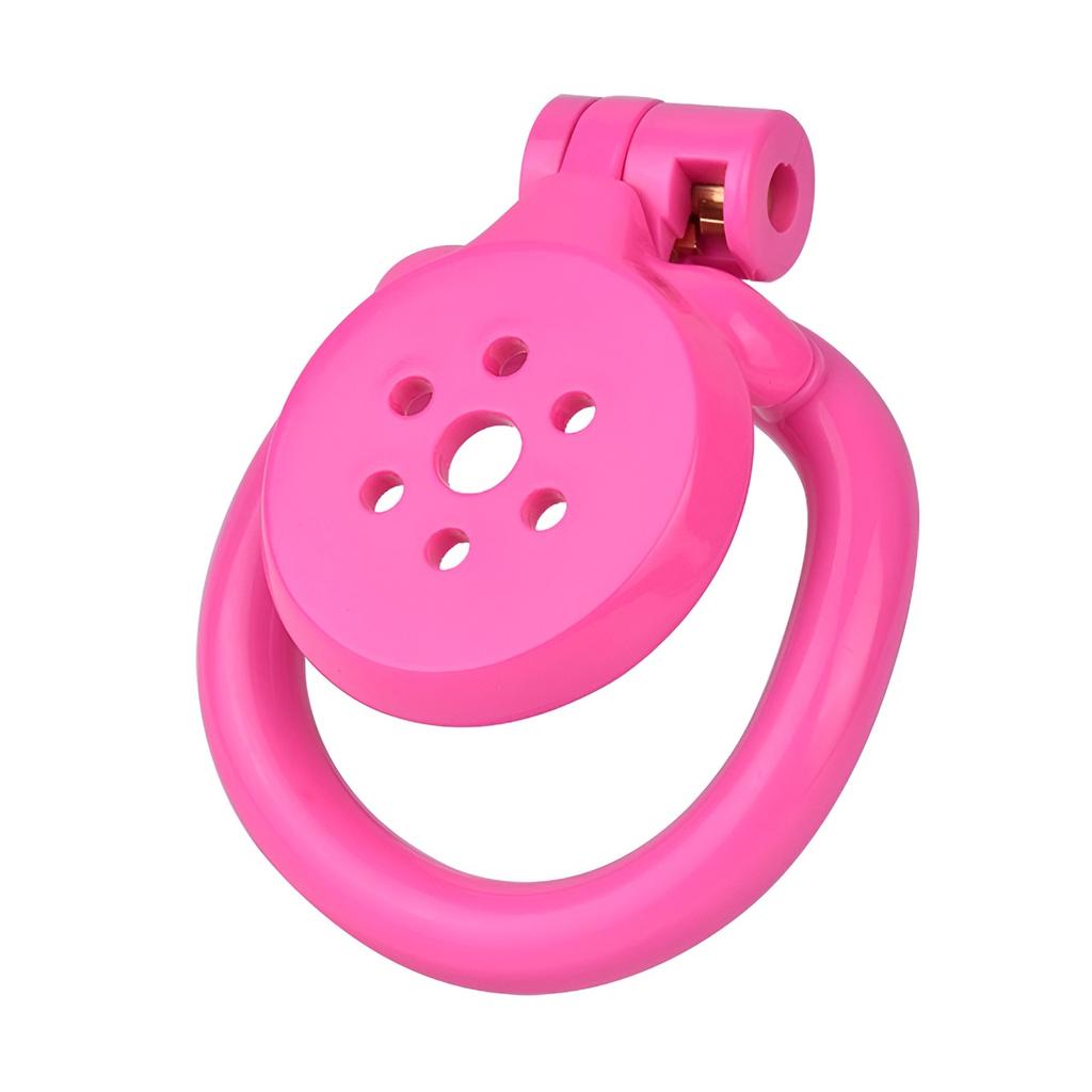 FRRK New Arrive Negative Cages Plastic Male Chastity Cages Locked Pink Chastity Device Sissy Cage With 4 Base Ring