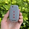 ZAD Silicone Flip Car Key Case Cover Protector Holder For Ssangyong 2015 2016 Tivoli Rexton Korando C 3 Button FOB Key