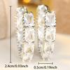 Luxury Geometric Zirconia Hoop Earrings Female Fashion Wedding Party Jewelry Gorgeous Silver Color Accessories for Women