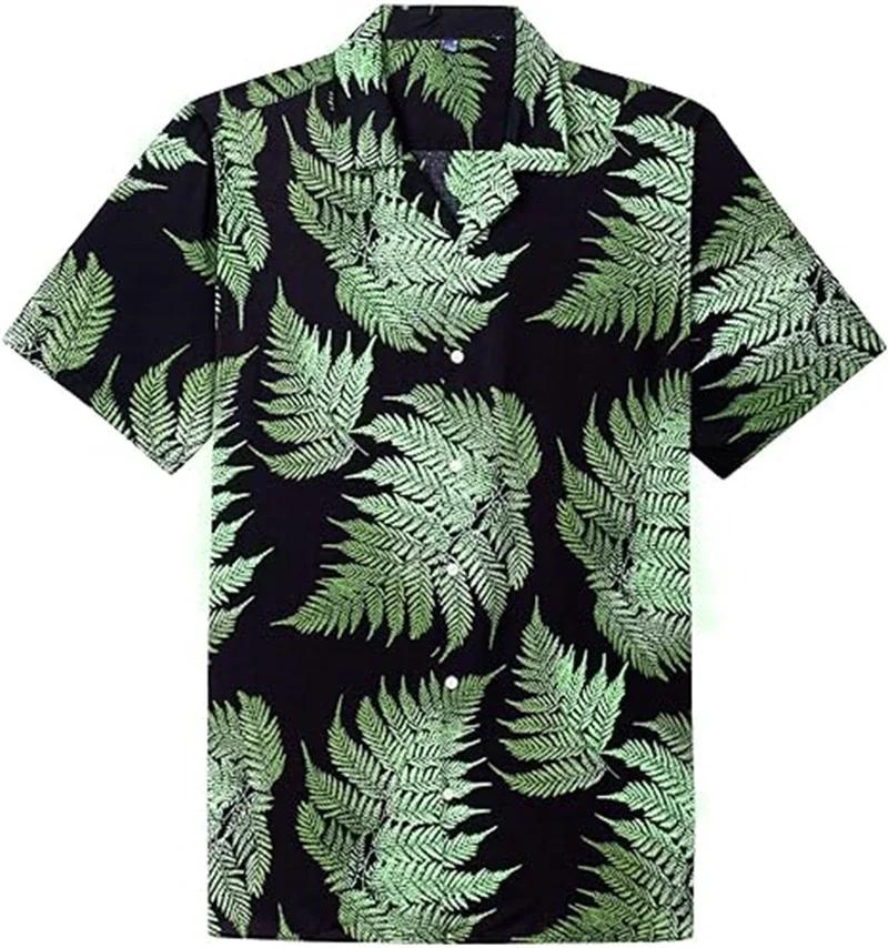 Men's Summer Short Sleeve Hawaiian Shirt Beach Holiday Print Shirt Top 100% Polyester