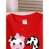 European Sizes Girls' Long-Sleeve Round Neck Sweatshirt "Cute Cow Number Two" Print, Spring/Autumn, Casual, Daily & Sports.