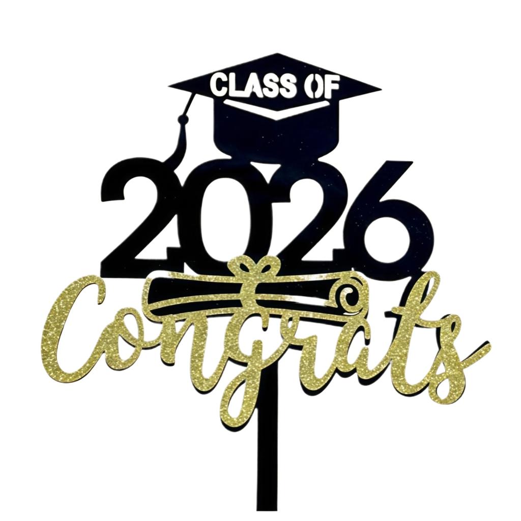 Graduation Party Cake Decoration Card Insertion, College High School Graduation Class Of 2026 Cake Plugin