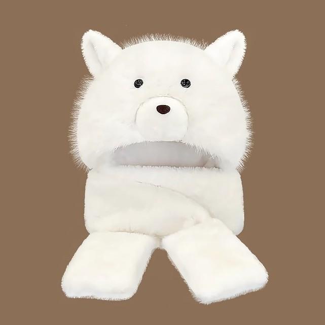 Scarf Gloves Hat Three Piece Set Small Bear Cute Winter Plush Hat Women Plus Velvet Thickened Cold Warm Hat