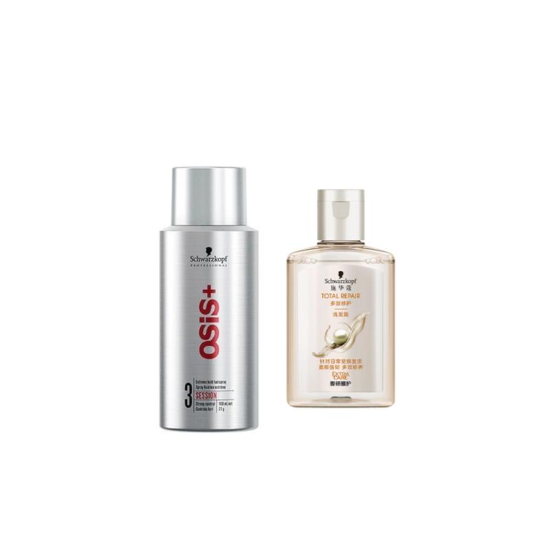 Schwarzkopf Strong Hairspray Styling Spray + Multi-effect Repair Shampoo Care +/+ Strong hair gel 100ml + shampoo 60ml
