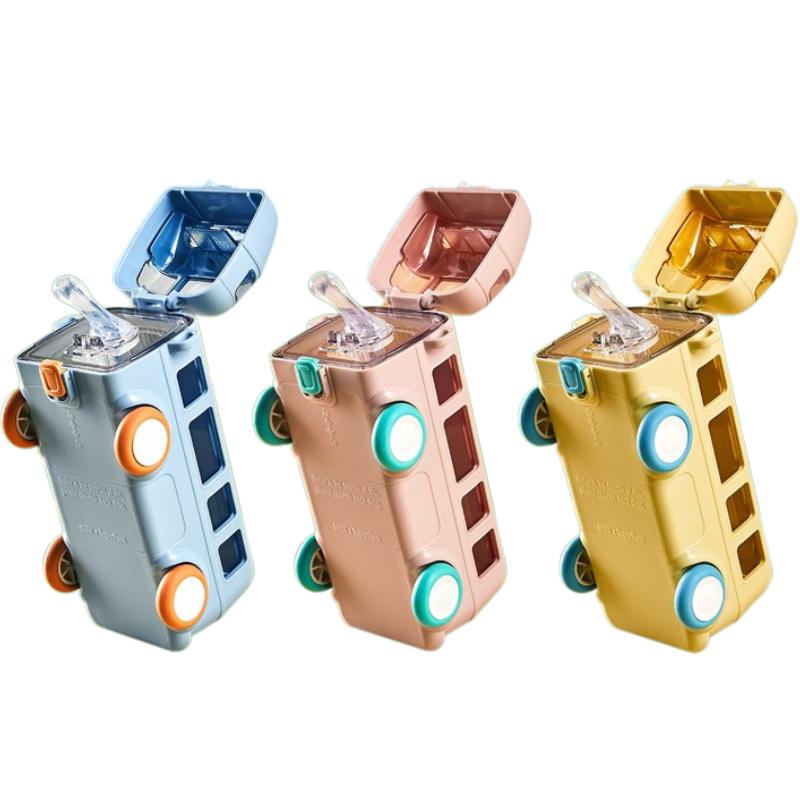 500ml Cartoon Babybus Bus Design Kids Baby Water Bottle Straw Cup Outdoor Travel