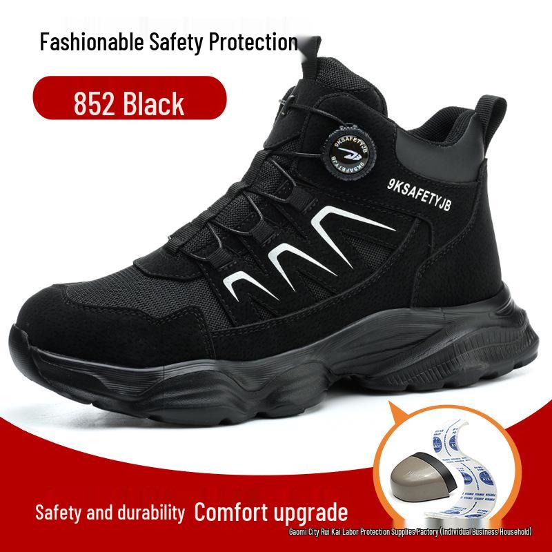 

Men s Breathable High-Top Protective Boots with Anti-Smash, Anti-Puncture Features & Rotating Button Closure