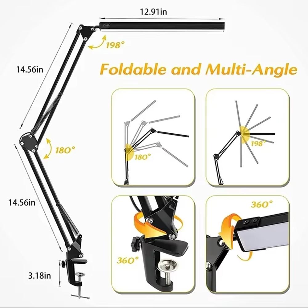 

3 Lighting Modes New LED Desk Lamp with Clamp Swing Arm Desk Lamp Eye-Caring Dimmable Desk Light with 10 Brightness Level