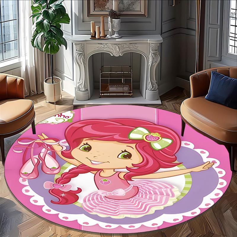 1pc Princess Strawberry12 Carpet, Round Rug, Comfortable, Suitable for Entryways, Living Rooms, Office, And Bedrooms, Christmas Decoration