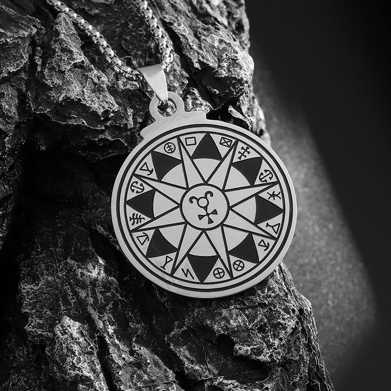 New Stainless Steel Sun Astrology Pendant Creative Neutral Style Necklace Stainless Steel Jewelry Titanium Steel Accessories