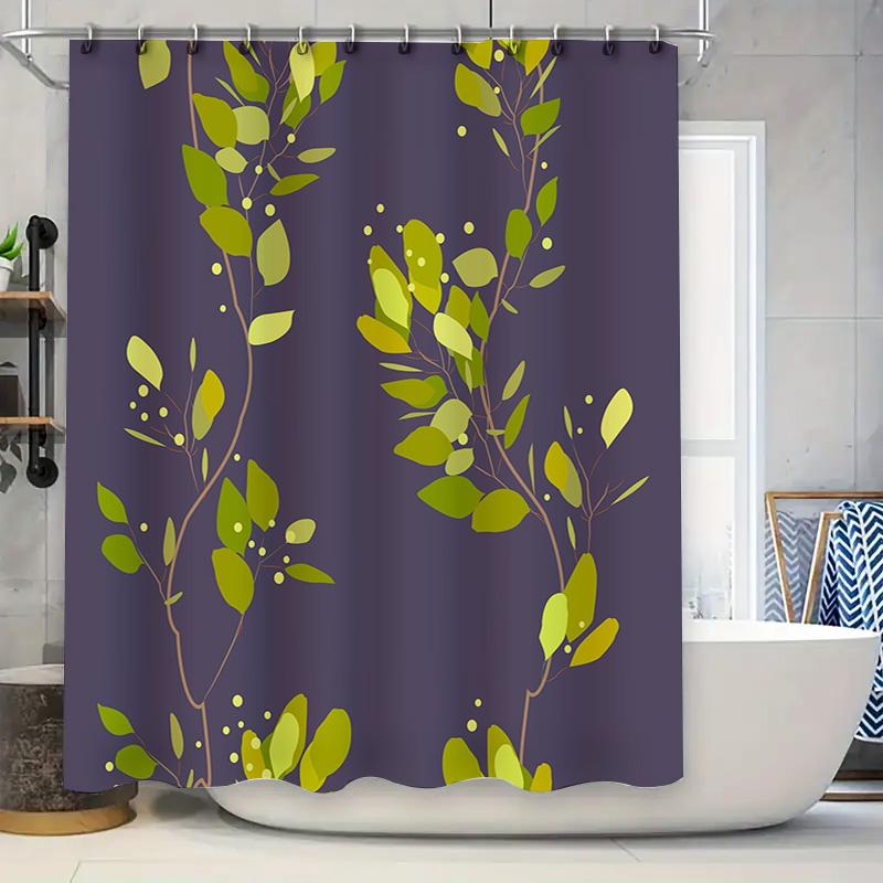 

Green Leaf Print Shower Curtain, Modern Bathroom Decor, Polyester Fabric with Hook Rings for Bathtub Lavender Color (180x240cm) 90x180cm