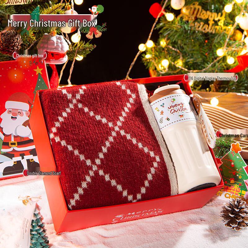 Christmas Coffee Mug & Diamond Scarf Gift Set