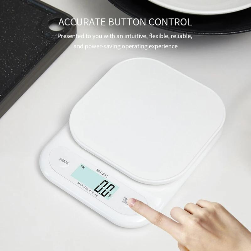 WH-B31 Kitchen Scale LCD Display USB Charging/Battery High Precision Kitchen Electronic Scale Tea Scale Weighing Baking Tools