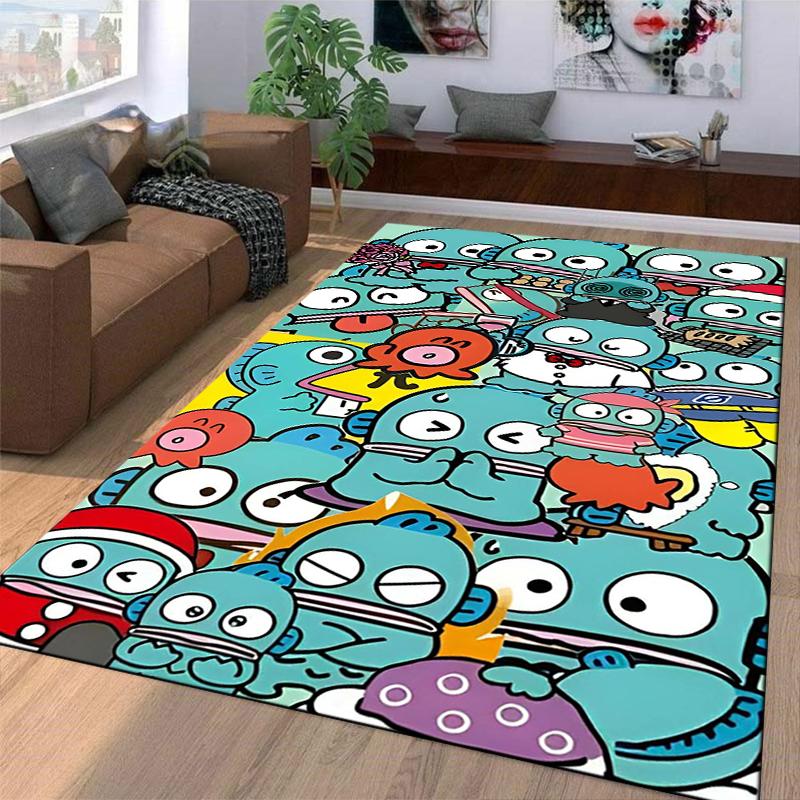 Colorful Cartoon Pattern Carpet with Cute Blue Characters and Fun Design Suitable for use as an anti-slip for living room bedroom sofas