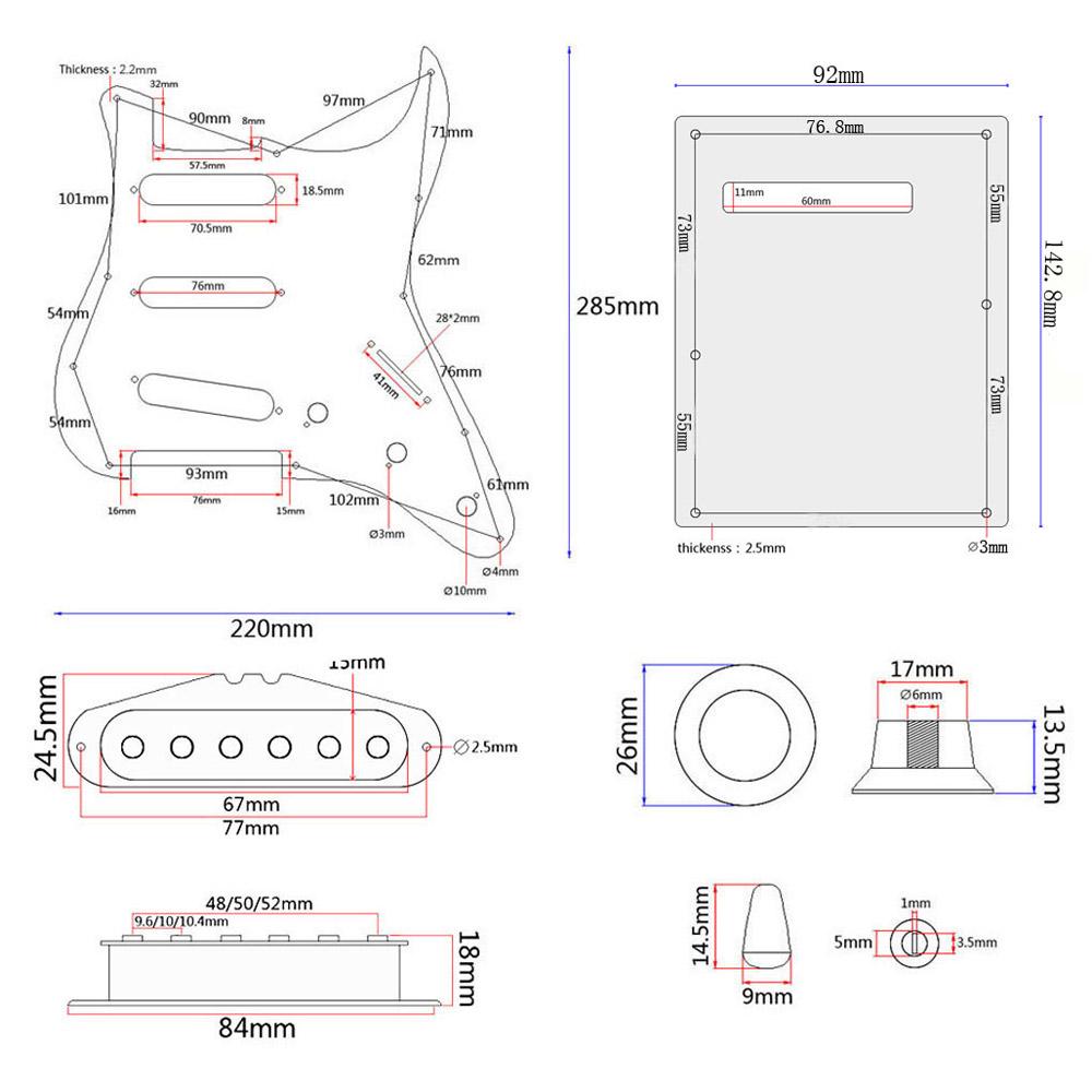 ST Style Electric Guitar Full Set DIY Accessory Kit Including Prewired Pickguard Bridge SSS Pickups