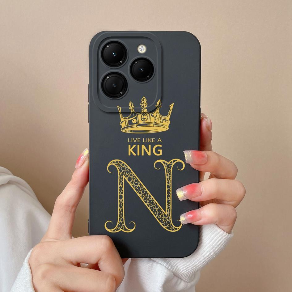 For Infinix Smart 8 Zero 30 Note 40 4G Hot 40 GT 20 Pro Itel S24 Phone Cover Bumper Anti Drop Silicone Soft Case Fashion Crown King Letters Matte Capa