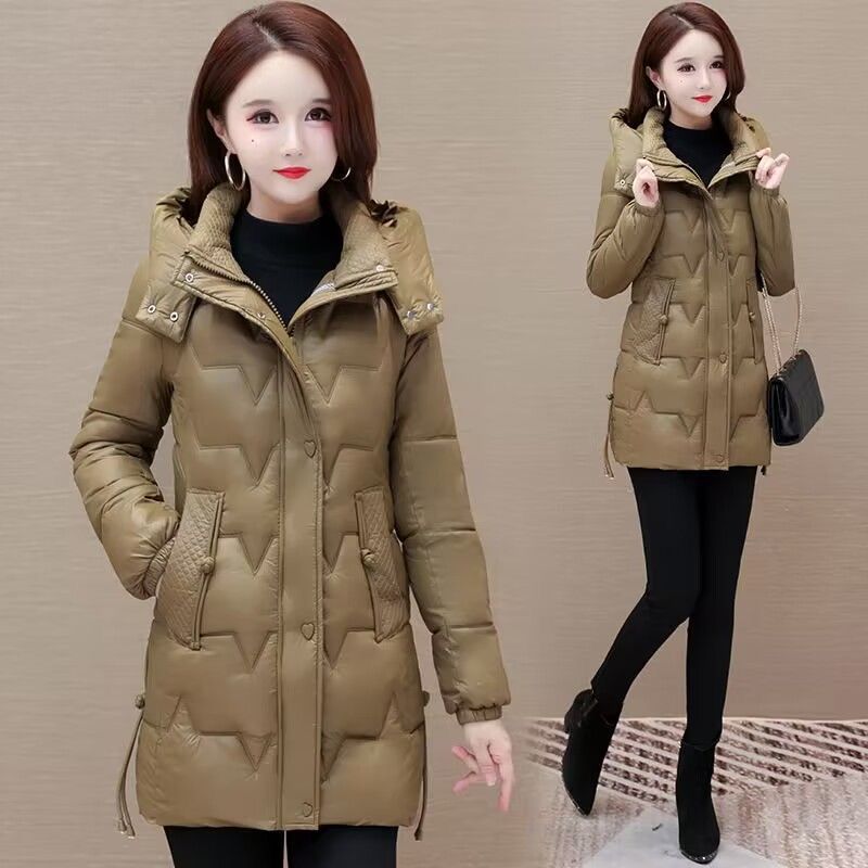 

Новая женская теплая хлопковая одежда средней длины и длинная хлопковая одежда тонкая, повседневная, простая и модная длинная хлопковая куртка. 5XL140-77.5 kg