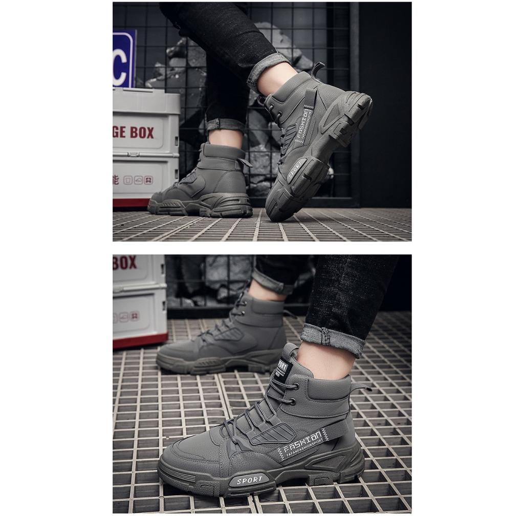 Casual Outdoor Work Boots,Trendy Men's Shoes Fashion Leather Boots,British High Top Men's Boots