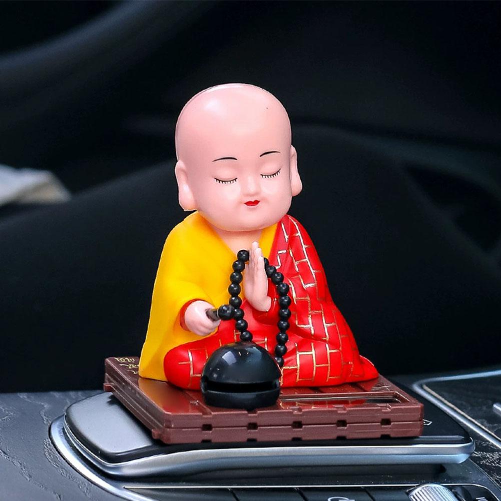Lovely Solar Powered Bobble Shaking Head Monk Ornaments Dancing Toy Creative Monk Figurines Statues Car Home Office Decoration