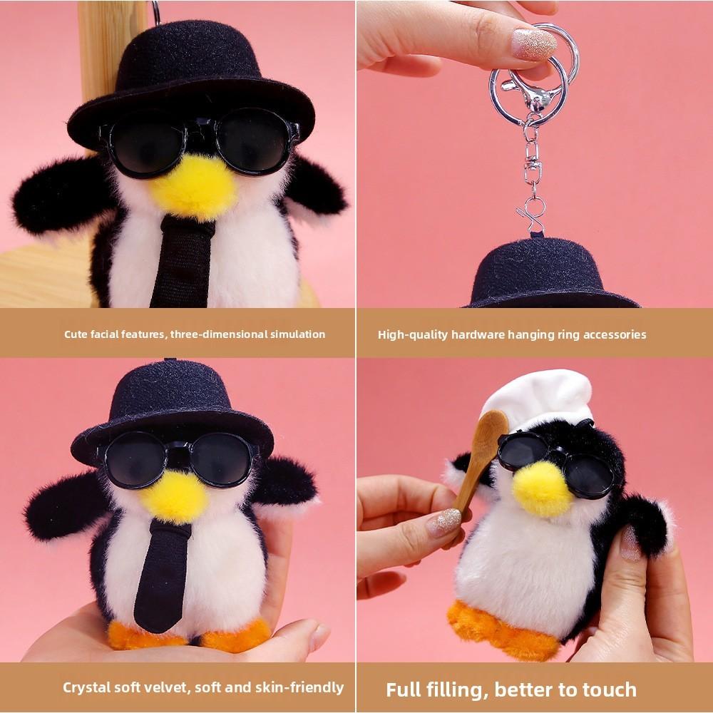 Penguin Plush Keychain With Chef Hat And Elegant Design For Gifts And Accessories