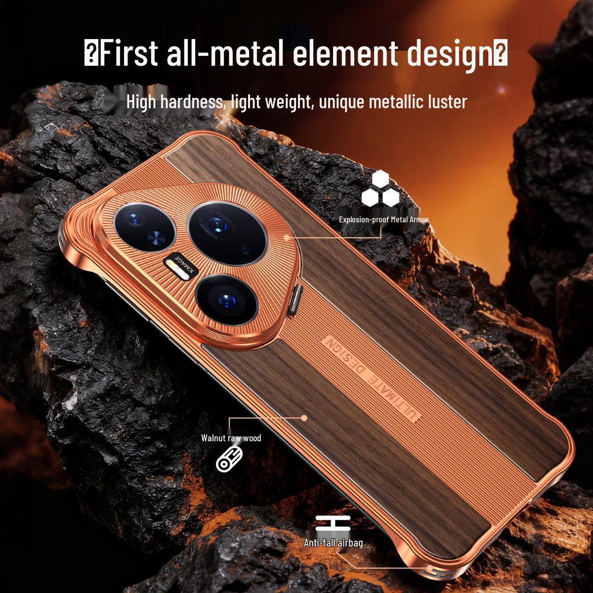 

Huawei Pura 70 Pro+ Walnut Orange Case: Ultra Protective Cover with Full Coverage Lens Bracket P70