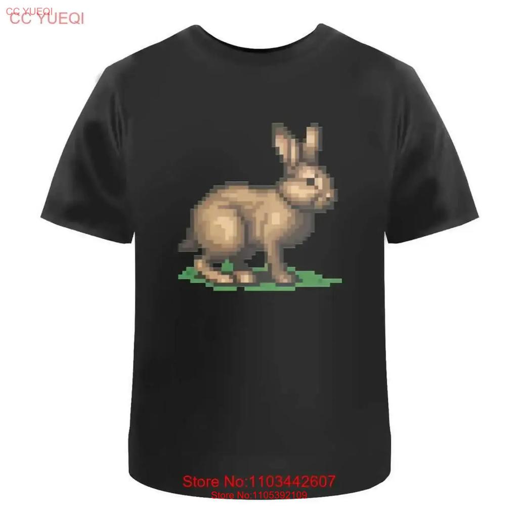 Pixel Art Rabbit Cotton T Shirt Ta043951 Vintage Washed Stretched Designer Clothes Breathable Homme Fashion Stylish