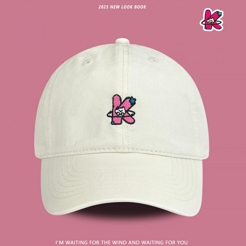 Anime Style Letter K Kitten Embroidery Baseball Cap Female Versatile Four Seasons Shade Cap Male