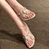 Women's Rhinestone Slippers 2026 Summer Outdoor Thin Heel Fashion High Heel Sandals Comfortable Luxury Comfortable Elegant Pumps