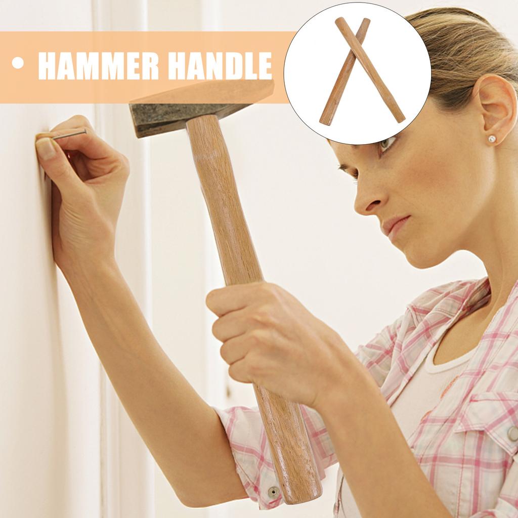 2Pcs 37Cm Hammer Handle Wooden Replacement with Natural Grain Texture Anti-Skid Grip for Claw Ball Peen Hammer Garden Repair