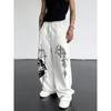 Pantaloni Sportivi Larghi in Poliestere Casual con Stampa Angelo Oscuro da Uomo, Pantaloni a Gamba Larga Street Wear High Street, alla Moda Stile Hip-hop