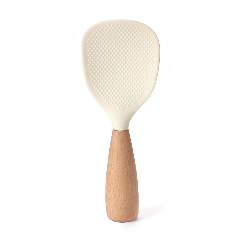 Rice Spoon Silicone Rice Spoon Standable Non - Stick Rice Spoon, Food - Grade Silicone/Wood, Home Rice Cooker Serving Spoon