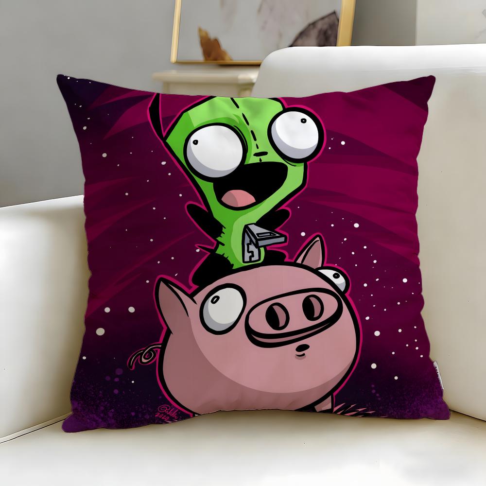 Classic Animated Series Invader Zim Cushion Cover Soft & Easy-Wash Pillow Case – Versatile for Couch, Bed, Travel and Office
