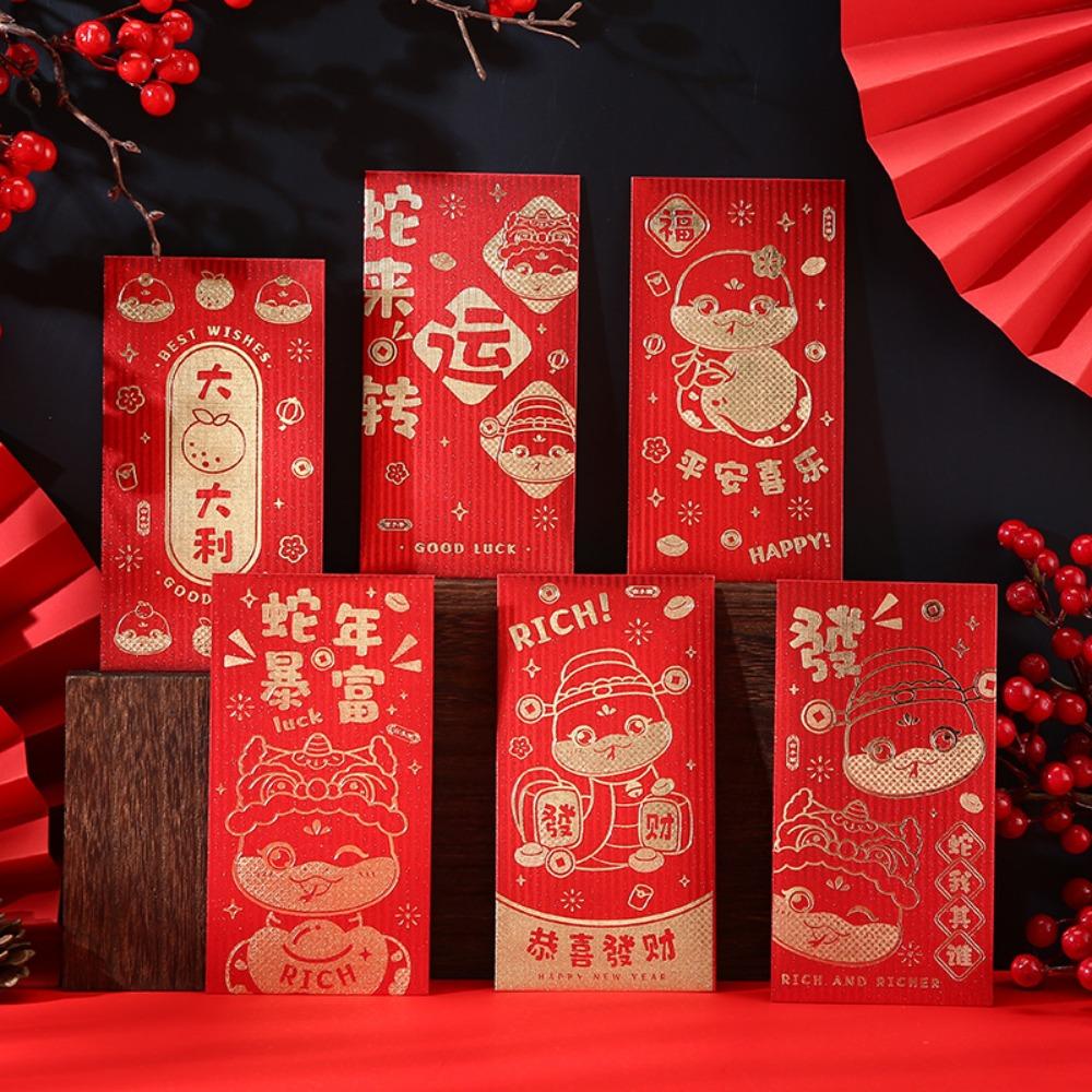 

6pcs Blessing 2025 Chinese Red Envelopes Traditional Lucky Money Pockets Spring Festival Supplies Style 2