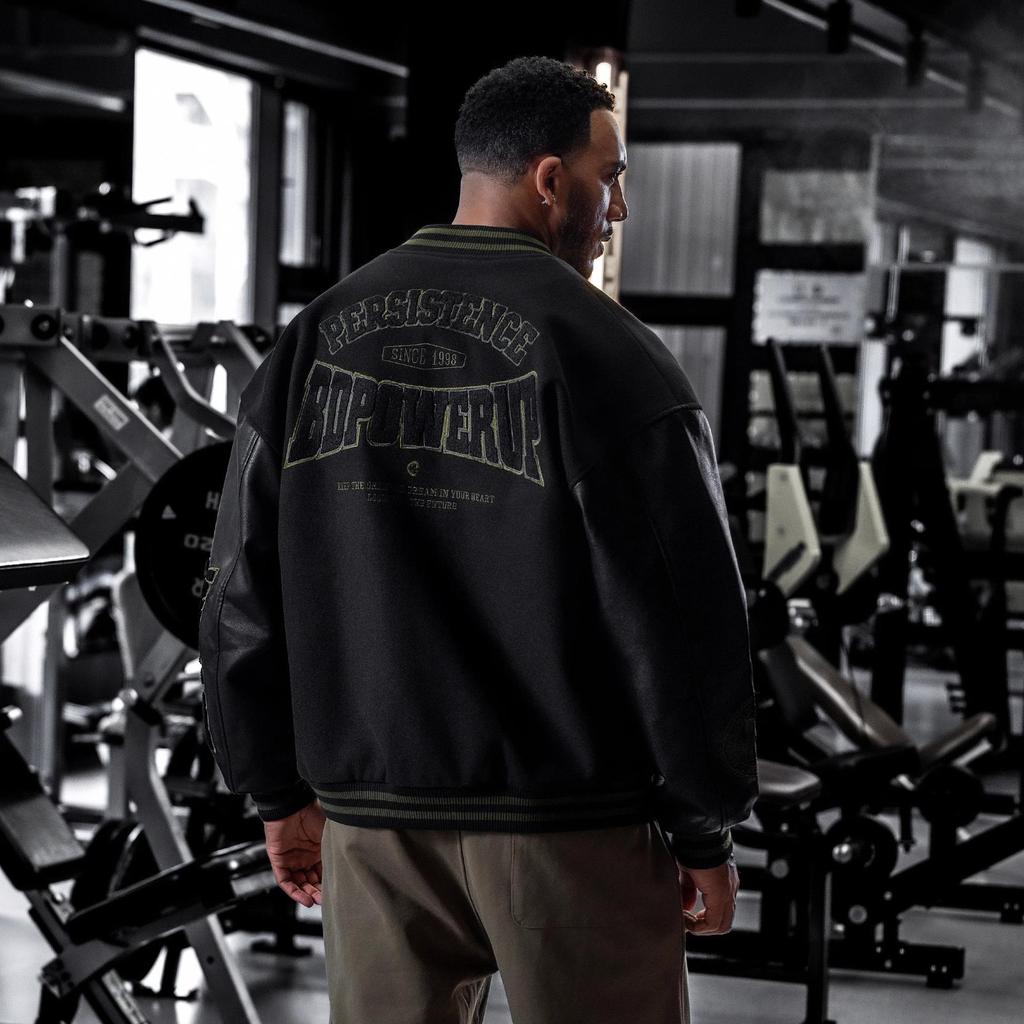 Men's Retro American Letter Embroidery Baseball Jacket - Casual Loose Fit for Spring and Autumn
