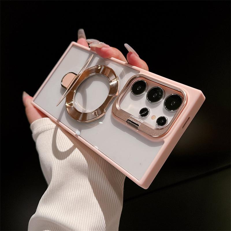 Magnetic Invisible Stand Phone Case for Samsung S24 Ultra, S23 FE, S22 Plus - Transparent Cover
