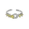 Super Fee Gelb Farbiger Schatz Zirkon Waben Offener Ring Nischendesign Personalisierter Leichter Luxus High-End Ring Frau