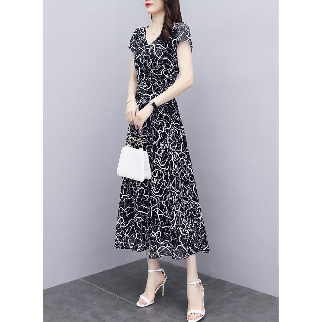 Plus Size Floral Print Slimming Summer Dress for Women - Short Sleeve, Loose Fit