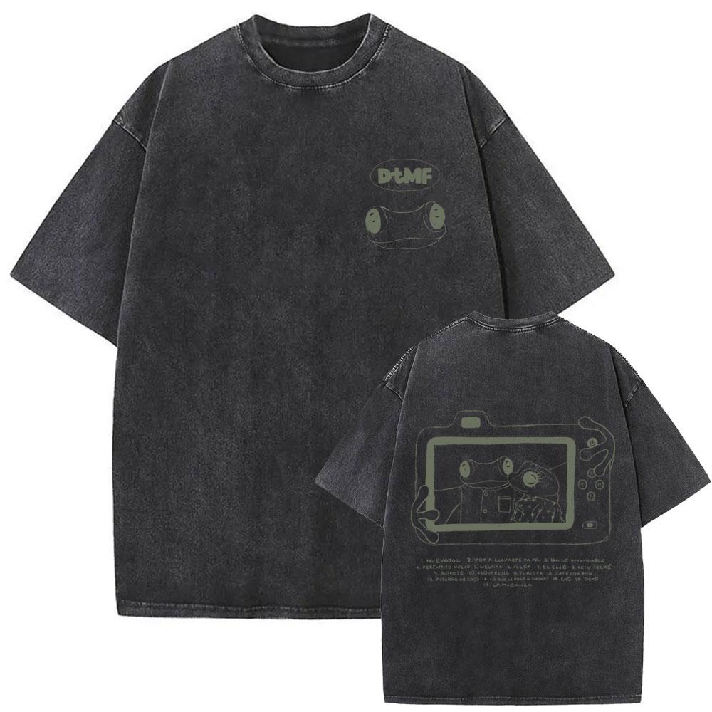 Gewaschenes Vintage Rapper Bad Bunny T-Shirt Debi Tirar Mas Fotos DTMF Welttournee T-Shirts Herren Damen Mode Hip Hop Beliebte T-Shirts