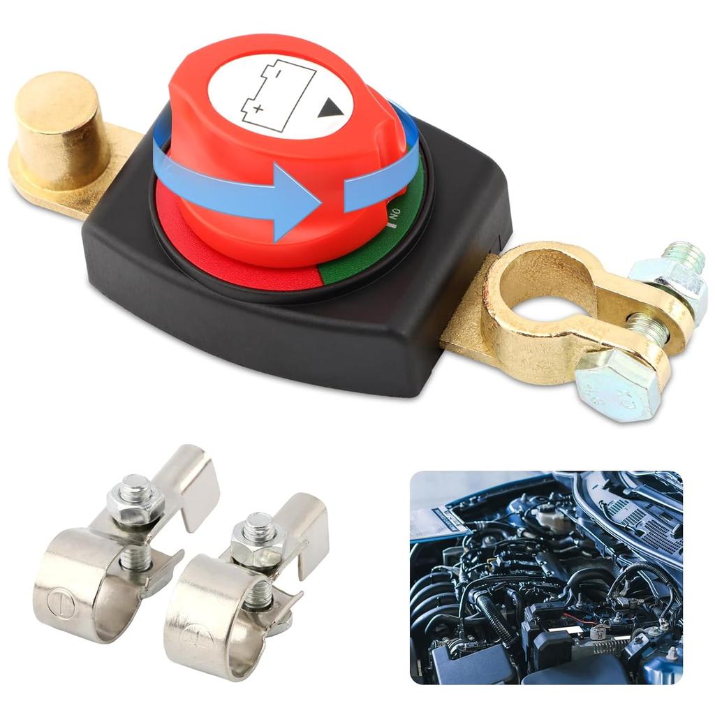 Top Post Battery Disconnect Switch, 12-24 V Battery Kill Switch Negative On/Off, 12V/300A, Heavy-Duty Top Post Batteries Switches for Cars, Vehicles,